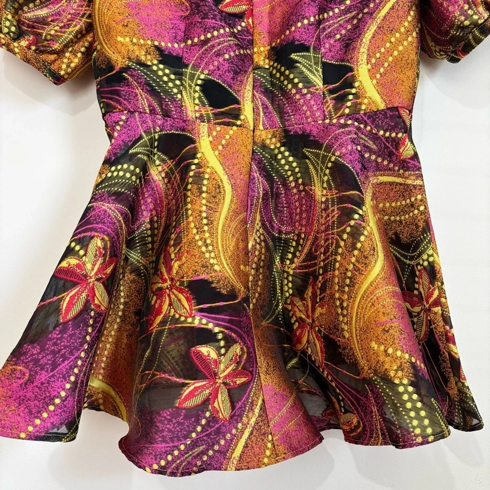 Tuckernuck babydoll square neck Puff short sleeves magenoto purple ankara blouse